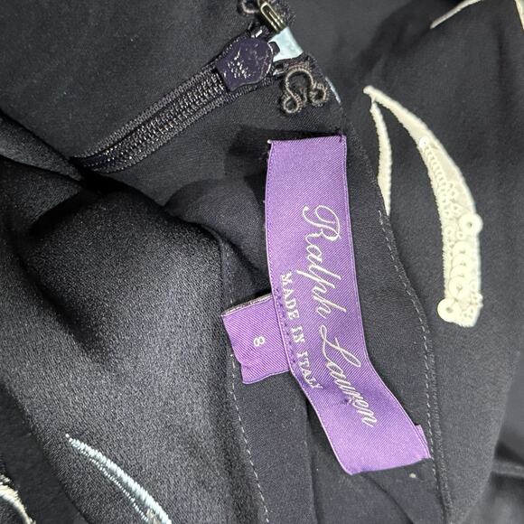 Ralph Lauren Purple Label Navy Blue Embellished Crepe Hollins Jumpsuit Size 8 - Picture 8 of 12